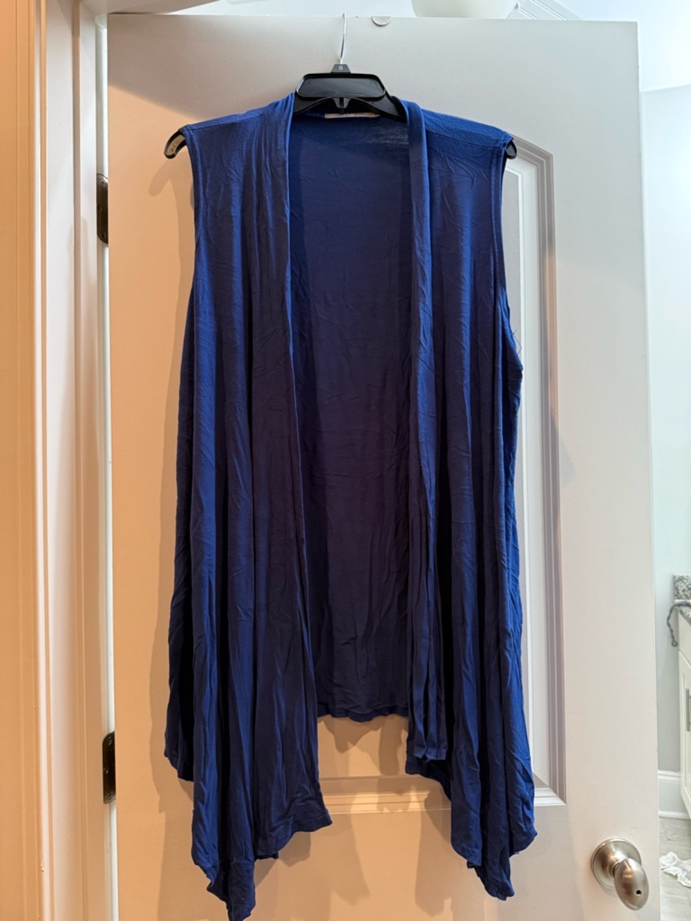 Sleeveless Draped Open-Front Cardigan in Royal Blue
